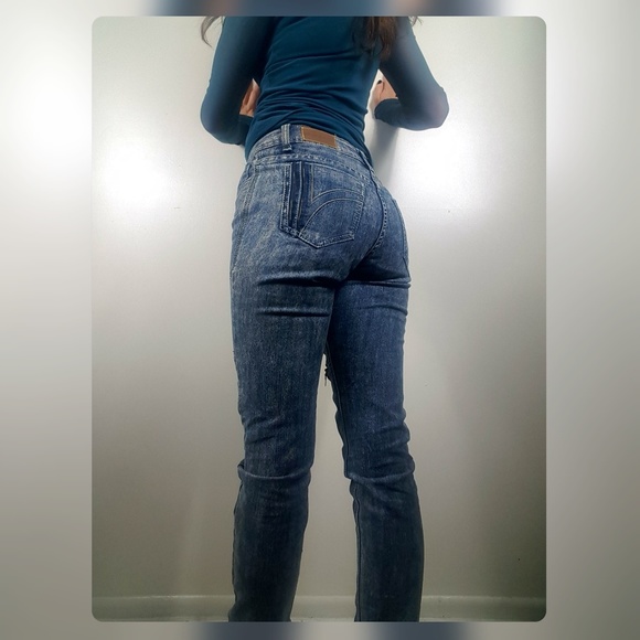 2000’s Y2K Hip Hop Rokawear Vintage inspo Acid Wash Zipper Ripped Denim Jeans - Picture 8 of 11